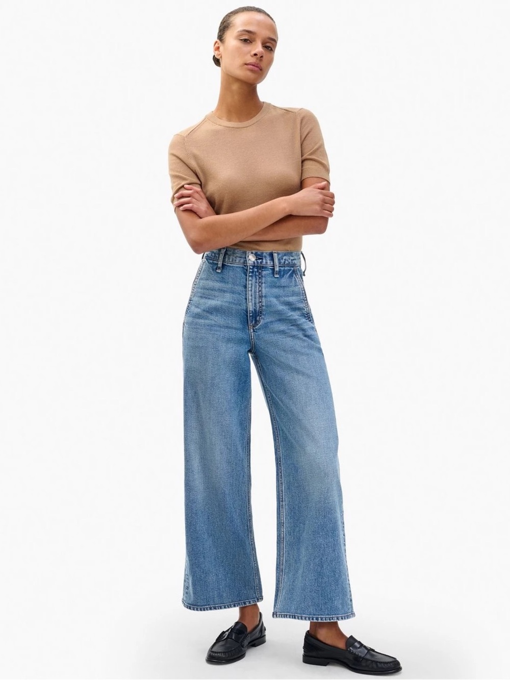 RAG & BONE Andi Wide Leg Crop Jeans Ankle Orian